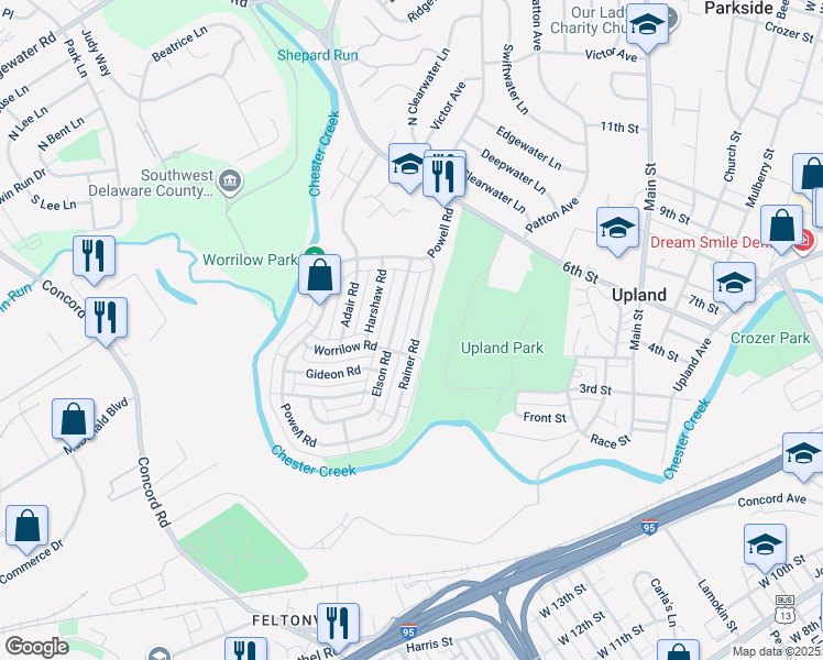 map of restaurants, bars, coffee shops, grocery stores, and more near 1326 Rainer Road in Brookhaven