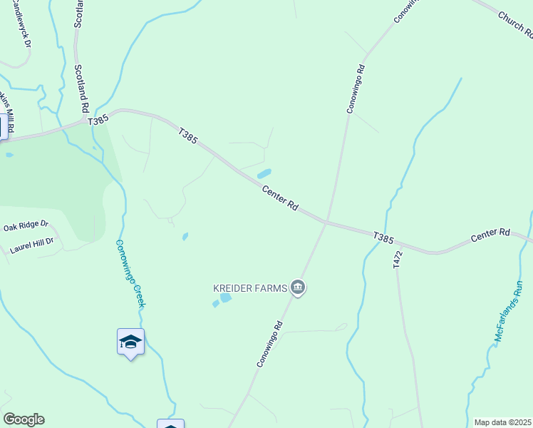 map of restaurants, bars, coffee shops, grocery stores, and more near 165 Center Rd in Quarryville