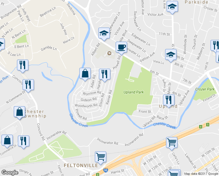 map of restaurants, bars, coffee shops, grocery stores, and more near 1326 Rainer Road in Brookhaven