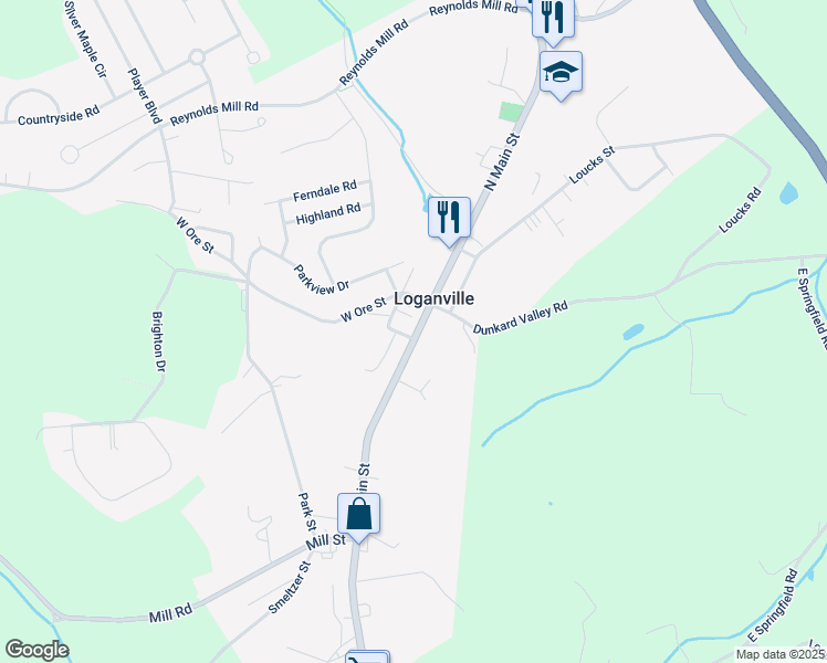 map of restaurants, bars, coffee shops, grocery stores, and more near 20 South Main Street in Seven Valleys