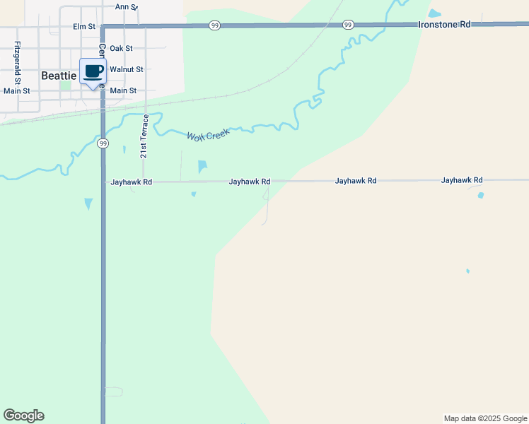 map of restaurants, bars, coffee shops, grocery stores, and more near 2205 Jayhawk Road in Beattie