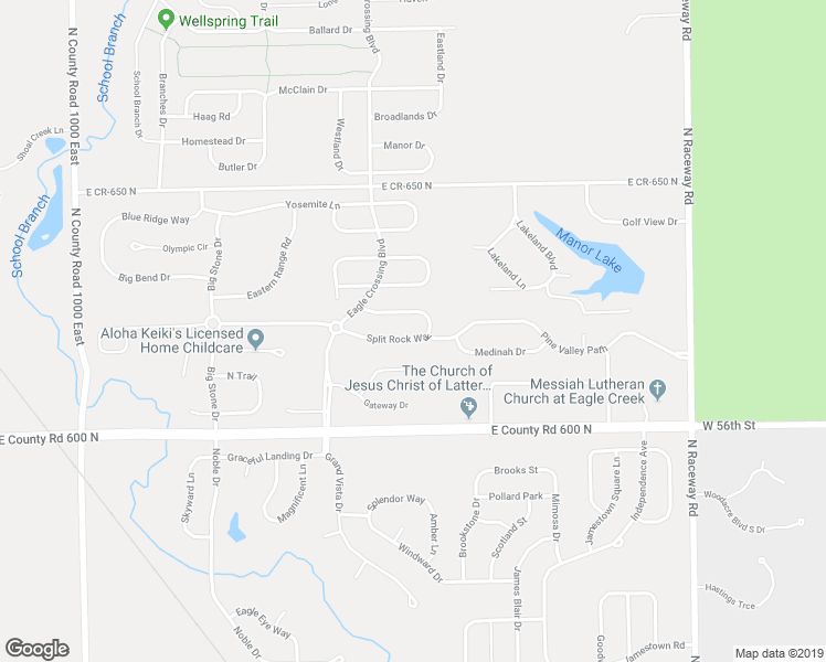 map of restaurants, bars, coffee shops, grocery stores, and more near 10465 Mohawk Trail in Indianapolis