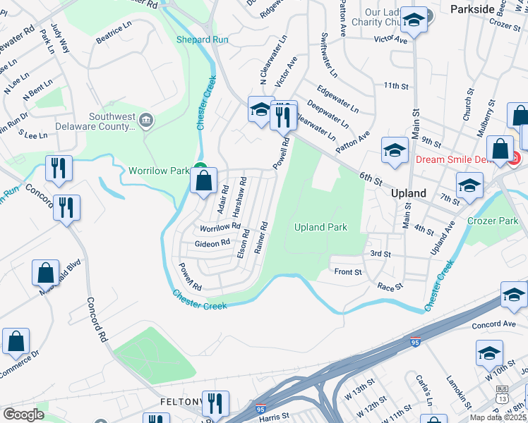 map of restaurants, bars, coffee shops, grocery stores, and more near 1318 Rainer Road in Brookhaven