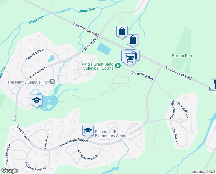 map of restaurants, bars, coffee shops, grocery stores, and more near 46 Grand Banks Circle in Evesham