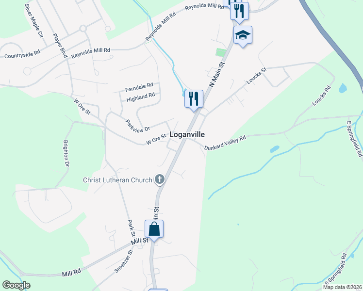 map of restaurants, bars, coffee shops, grocery stores, and more near 16 South Main Street in Seven Valleys