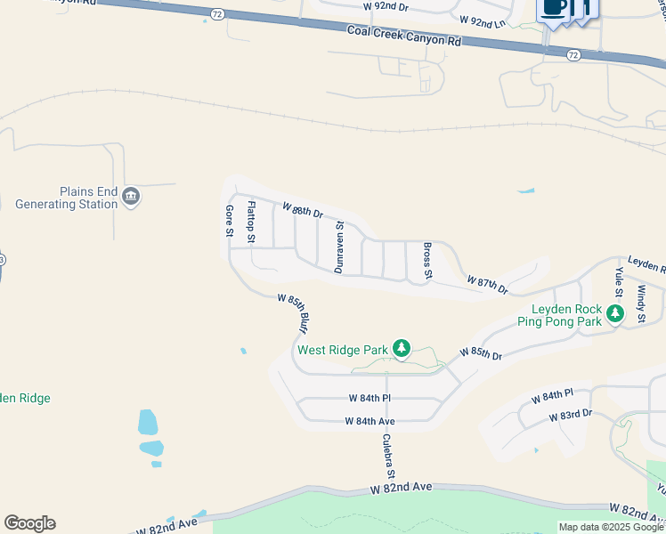 map of restaurants, bars, coffee shops, grocery stores, and more near 8733 Dunraven Street in Arvada