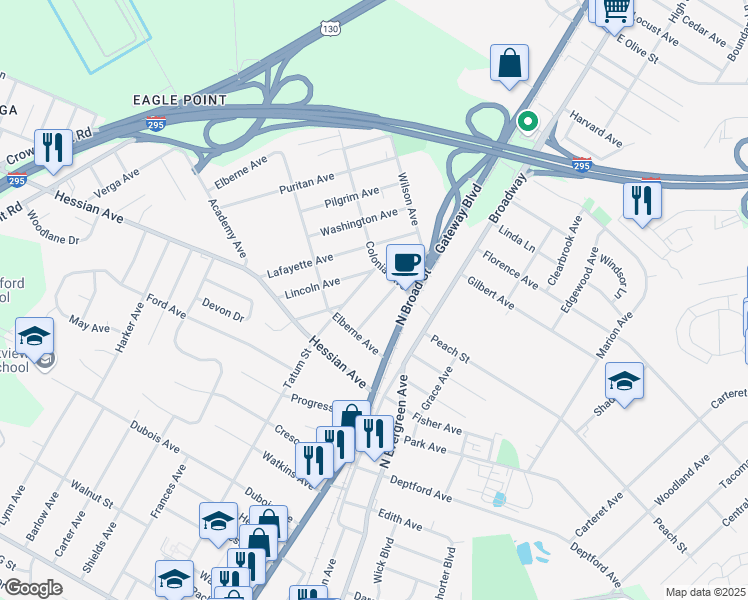map of restaurants, bars, coffee shops, grocery stores, and more near 1329 McKinley Avenue in Woodbury