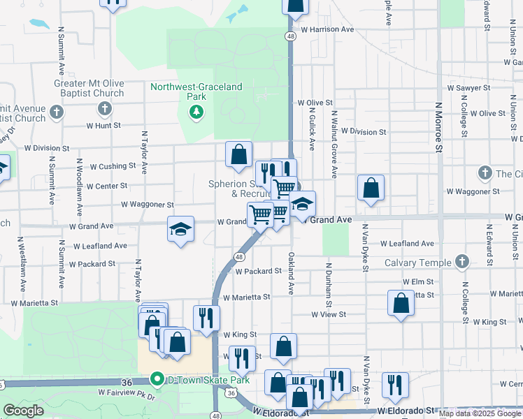 map of restaurants, bars, coffee shops, grocery stores, and more near 1155 State Highway 48 in Decatur