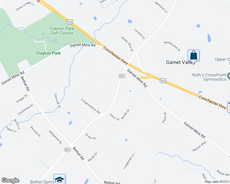 map of restaurants, bars, coffee shops, grocery stores, and more near 3051 Foulk Road in Garnet Valley