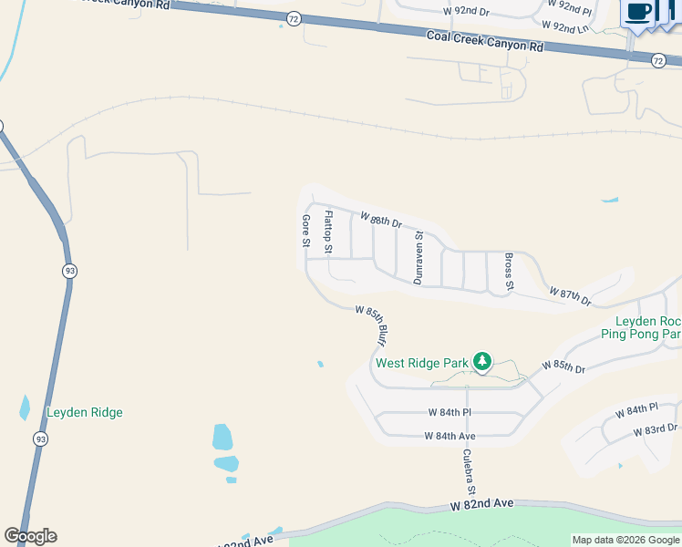 map of restaurants, bars, coffee shops, grocery stores, and more near 8712 Flattop Street in Arvada