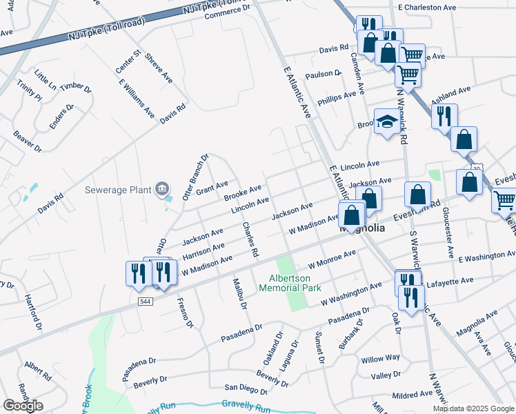 map of restaurants, bars, coffee shops, grocery stores, and more near 508 Lincoln Avenue in Magnolia