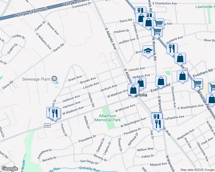 map of restaurants, bars, coffee shops, grocery stores, and more near in Magnolia