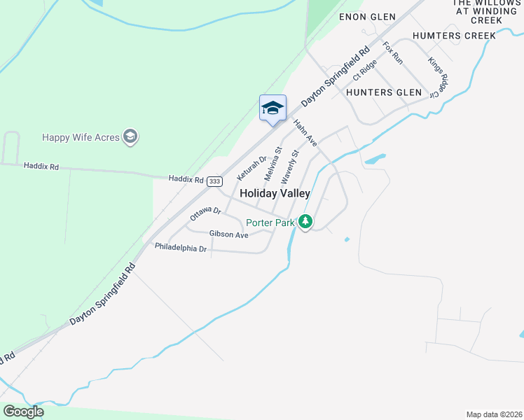 map of restaurants, bars, coffee shops, grocery stores, and more near 8105 Wescott Avenue in Fairborn