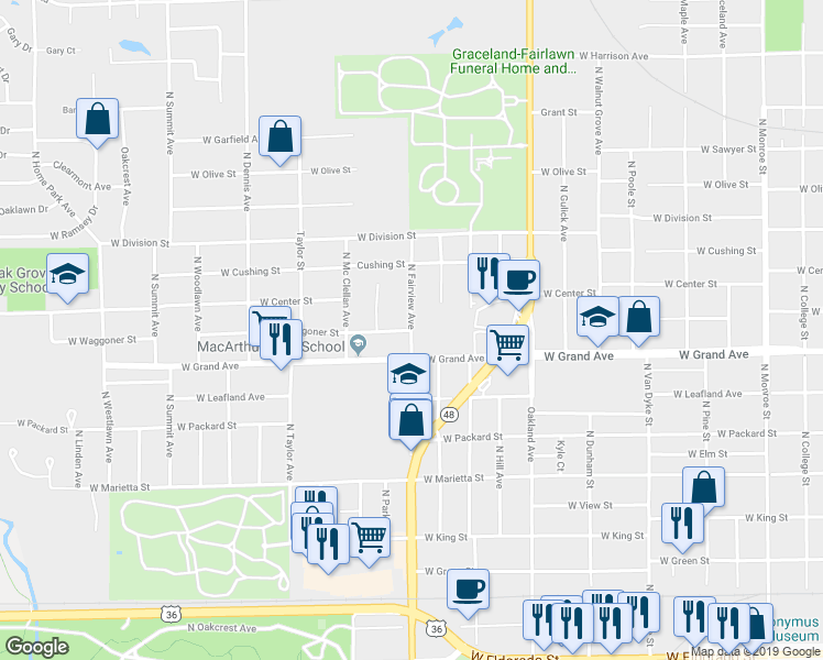 map of restaurants, bars, coffee shops, grocery stores, and more near 1347 North Fairview Avenue in Decatur