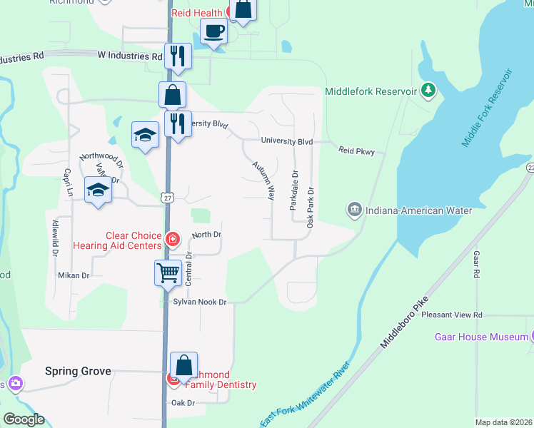 map of restaurants, bars, coffee shops, grocery stores, and more near 1453 Dawn Court in Richmond