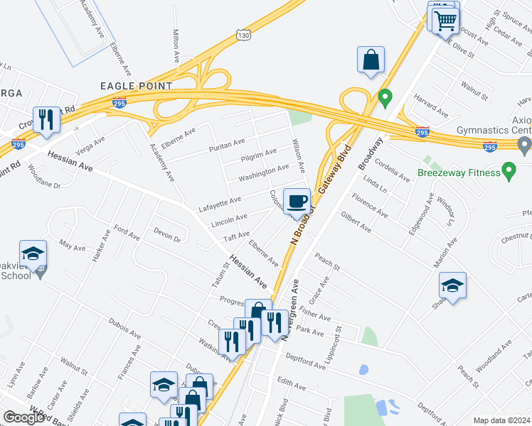 map of restaurants, bars, coffee shops, grocery stores, and more near 1337 Tatum Street in Woodbury