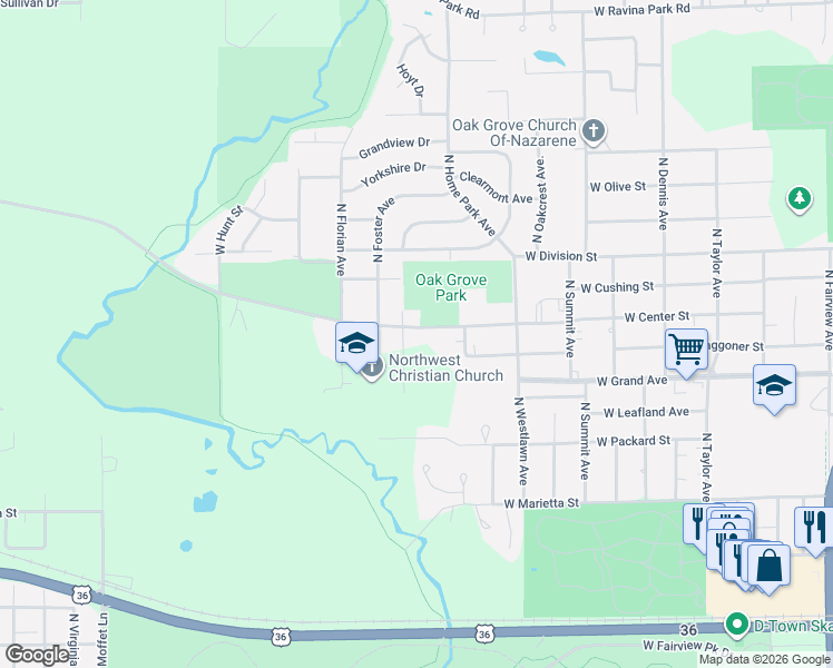 map of restaurants, bars, coffee shops, grocery stores, and more near 2287 West Center Street in Decatur