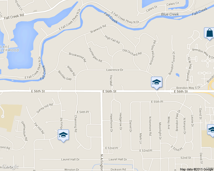 map of restaurants, bars, coffee shops, grocery stores, and more near 6051 East 56th Street in Indianapolis