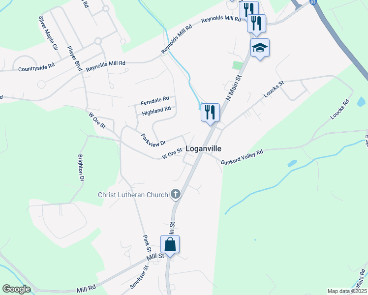 map of restaurants, bars, coffee shops, grocery stores, and more near in Loganville