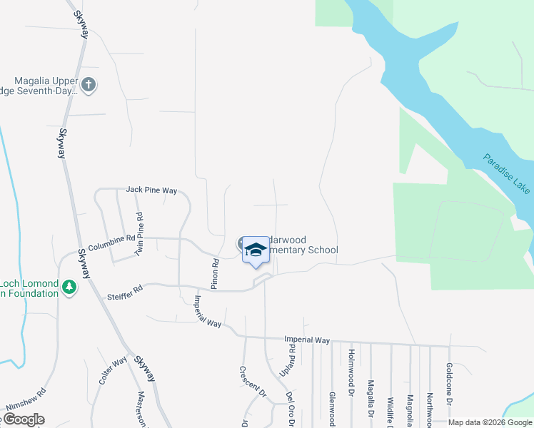 map of restaurants, bars, coffee shops, grocery stores, and more near 6424 Crossroads Road in Magalia