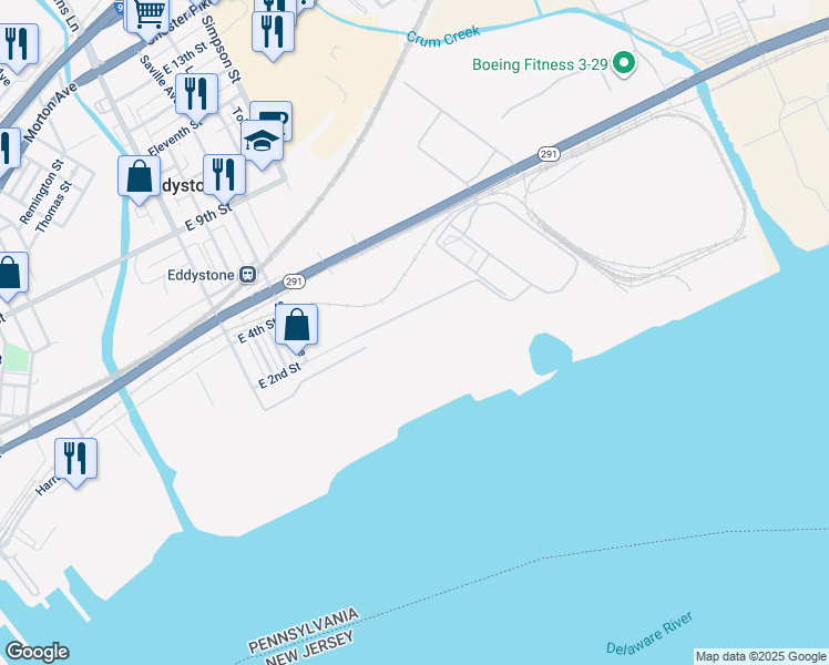 map of restaurants, bars, coffee shops, grocery stores, and more near in Crum Lynne