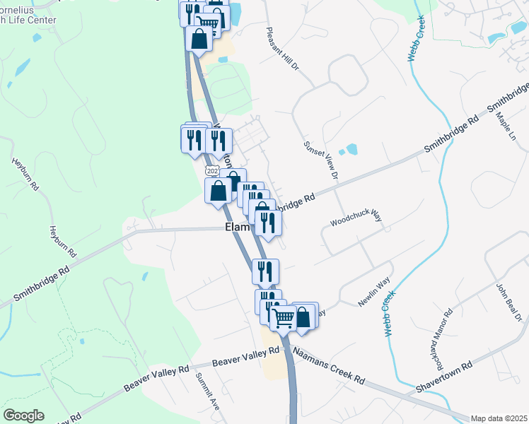 map of restaurants, bars, coffee shops, grocery stores, and more near 331 Wilmington West Chester Pike in Chadds Ford