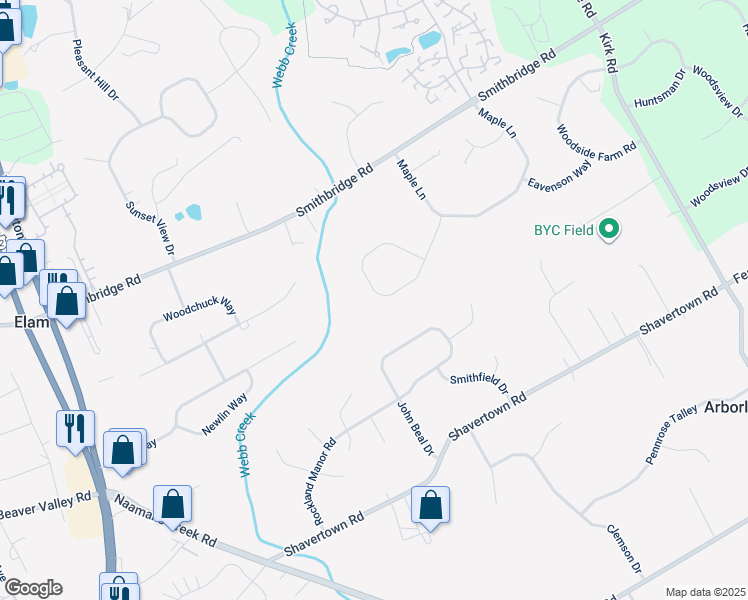 map of restaurants, bars, coffee shops, grocery stores, and more near 16 Cherry Circle in Glen Mills