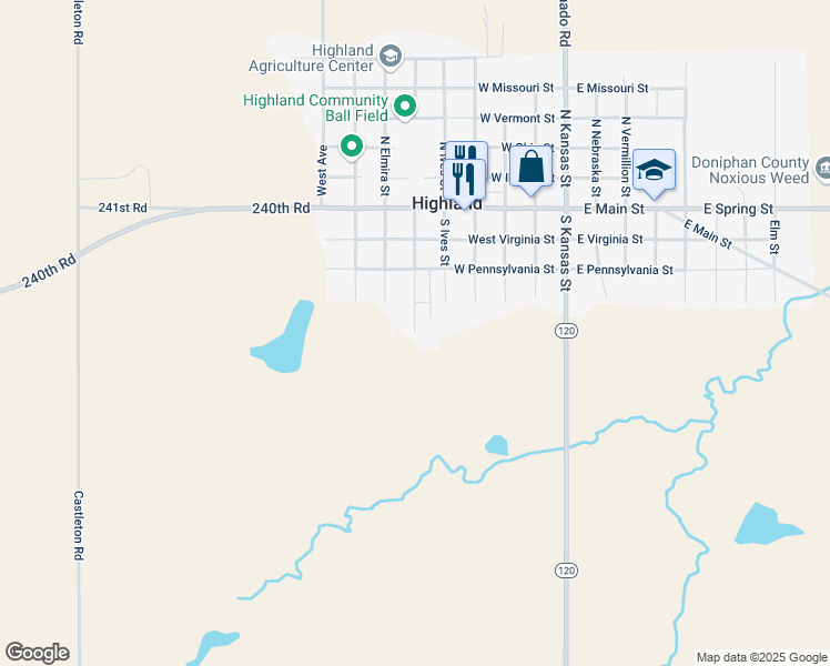 map of restaurants, bars, coffee shops, grocery stores, and more near 412 South Avenue in Highland