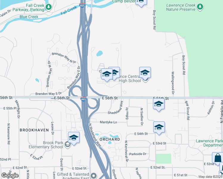 map of restaurants, bars, coffee shops, grocery stores, and more near 5640 Caito Drive in Indianapolis