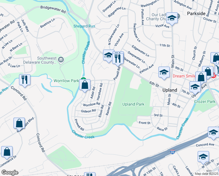 map of restaurants, bars, coffee shops, grocery stores, and more near 1229 Elson Road in Brookhaven