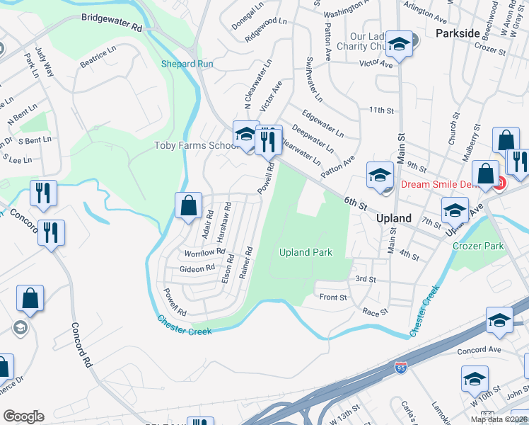 map of restaurants, bars, coffee shops, grocery stores, and more near 1209 Rainer Road in Brookhaven
