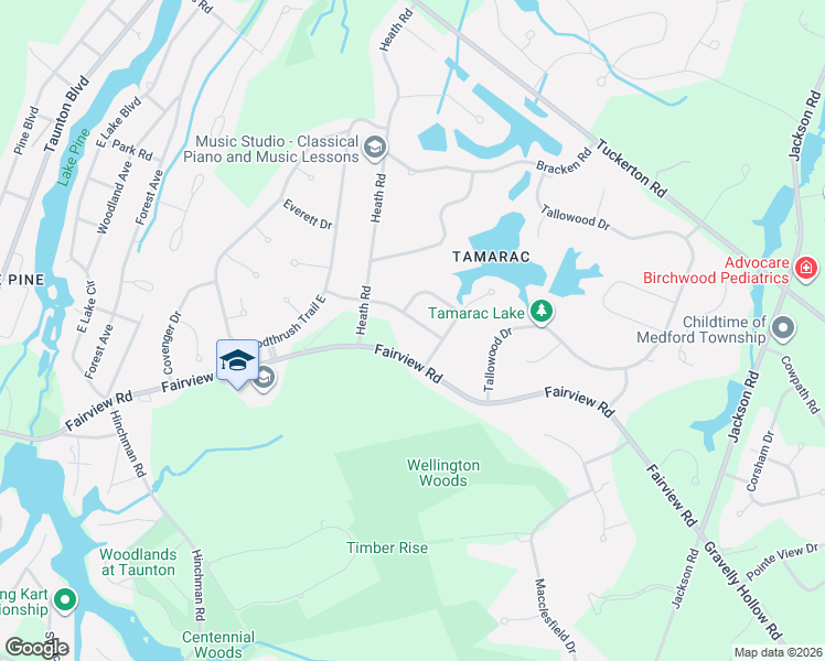 map of restaurants, bars, coffee shops, grocery stores, and more near 6 Foxwood Lane in Medford