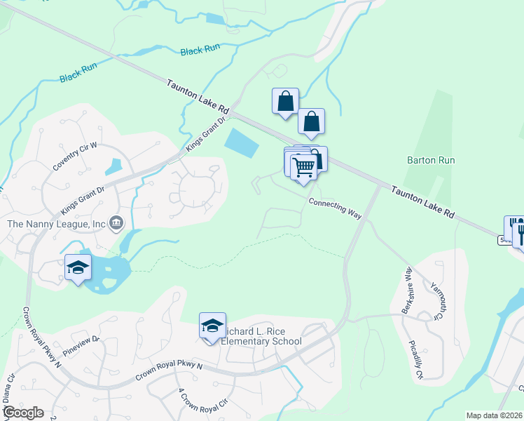 map of restaurants, bars, coffee shops, grocery stores, and more near 100 Amenity Way in Evesham
