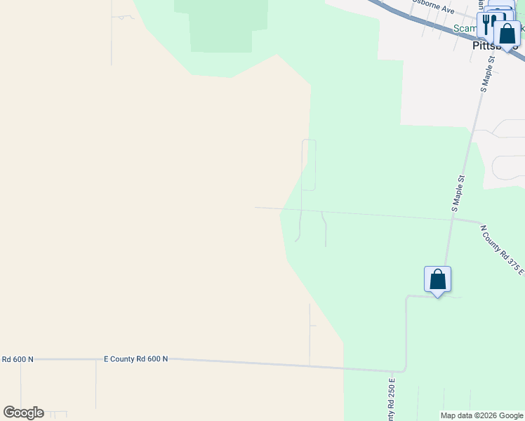 map of restaurants, bars, coffee shops, grocery stores, and more near 2320 County Road 651 North in Pittsboro