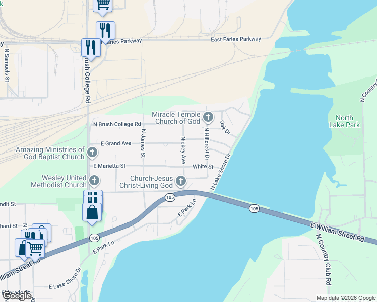 map of restaurants, bars, coffee shops, grocery stores, and more near 1101-1199 Nickey Avenue in Decatur