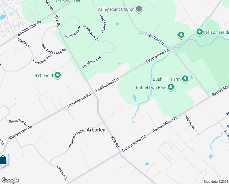 map of restaurants, bars, coffee shops, grocery stores, and more near 706 Featherbed Lane in Garnet Valley