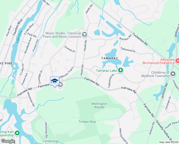 map of restaurants, bars, coffee shops, grocery stores, and more near 6 Foxwood Lane in Medford