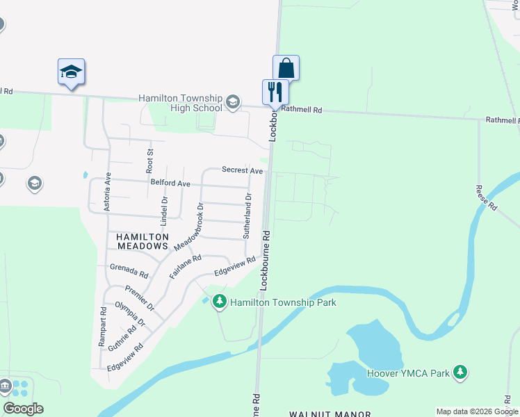 map of restaurants, bars, coffee shops, grocery stores, and more near 4977 Lockbourne Road in Columbus