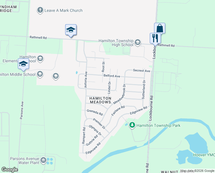 map of restaurants, bars, coffee shops, grocery stores, and more near 5008 Lindel Drive in Columbus