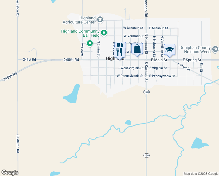 map of restaurants, bars, coffee shops, grocery stores, and more near 412 South Avenue in Highland