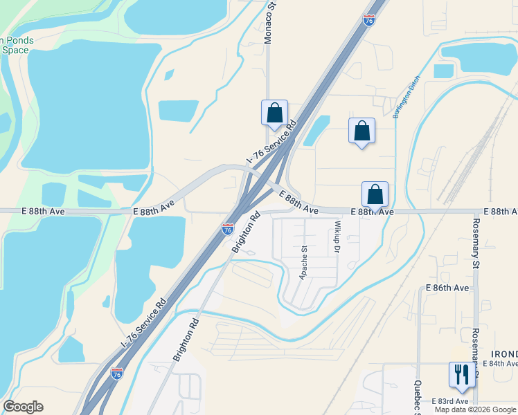 map of restaurants, bars, coffee shops, grocery stores, and more near 8800 Brighton Road in Commerce City