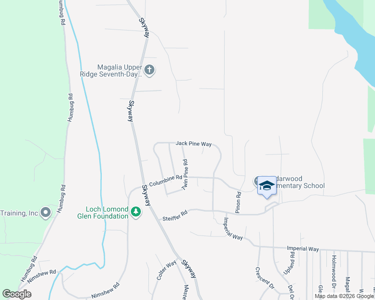 map of restaurants, bars, coffee shops, grocery stores, and more near 15088 Twin Pine Road in Magalia