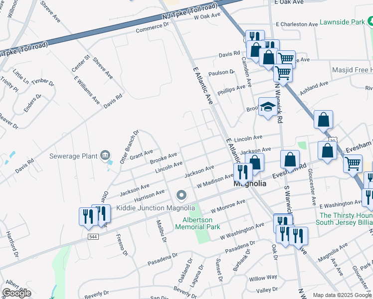 map of restaurants, bars, coffee shops, grocery stores, and more near 430 Brooke Avenue in Magnolia