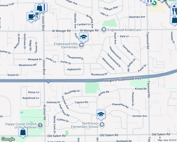 map of restaurants, bars, coffee shops, grocery stores, and more near 209 Brookwood Drive in Englewood