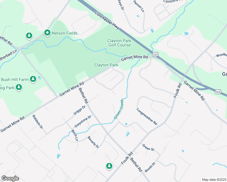 map of restaurants, bars, coffee shops, grocery stores, and more near 1050 Tall Trees Court in Garnet Valley