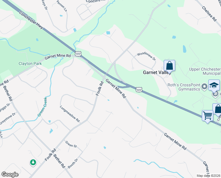 map of restaurants, bars, coffee shops, grocery stores, and more near 3016 Foulk Road in Garnet Valley