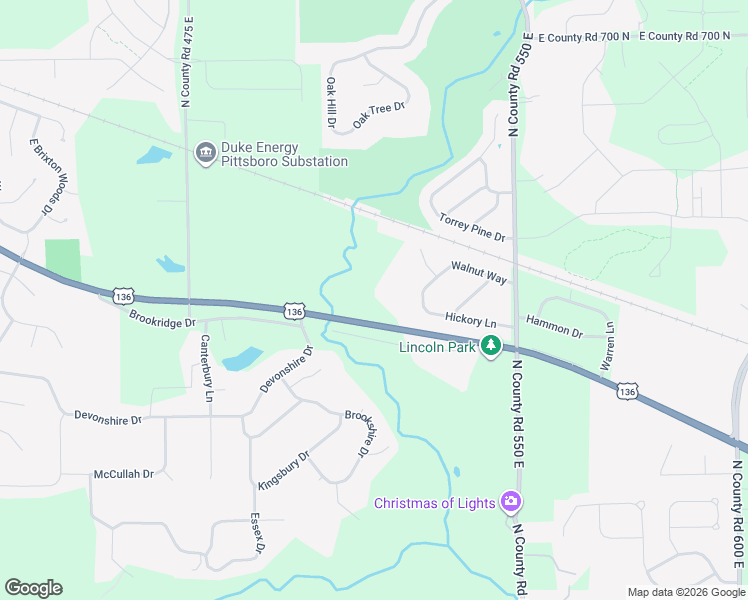 map of restaurants, bars, coffee shops, grocery stores, and more near 5190 US Highway 136 in Brownsburg