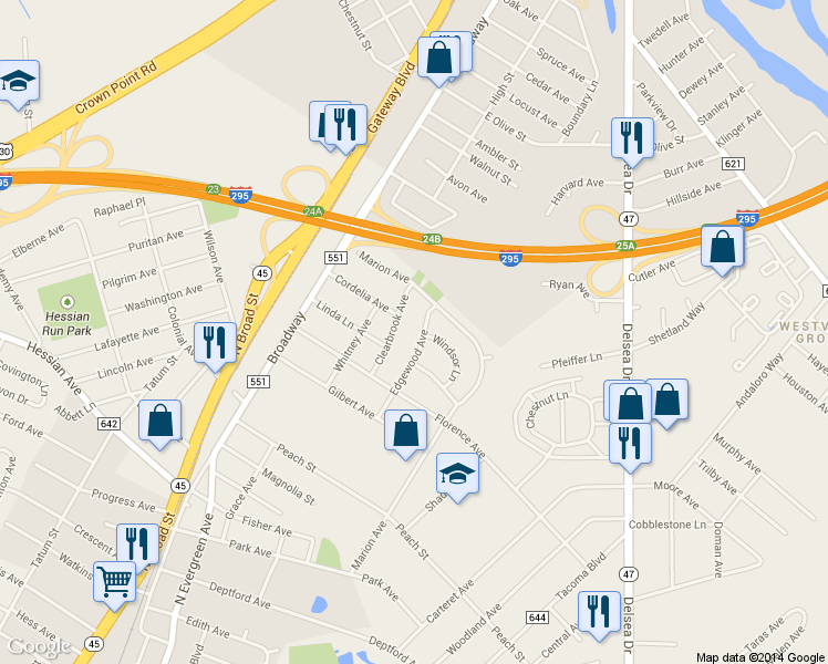map of restaurants, bars, coffee shops, grocery stores, and more near 1310 Edgewood Avenue in Westville