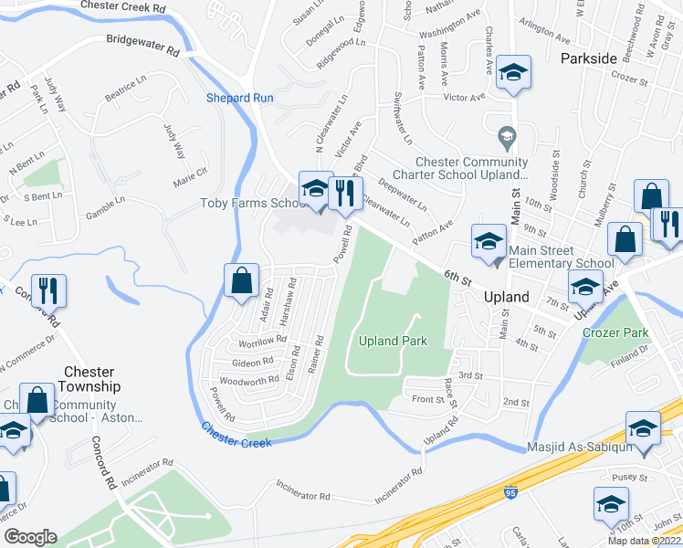 map of restaurants, bars, coffee shops, grocery stores, and more near 1209 Rainer Road in Brookhaven