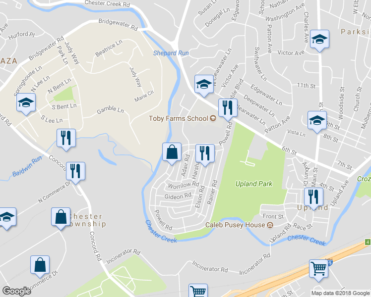 map of restaurants, bars, coffee shops, grocery stores, and more near 4006 Powell Road in Brookhaven